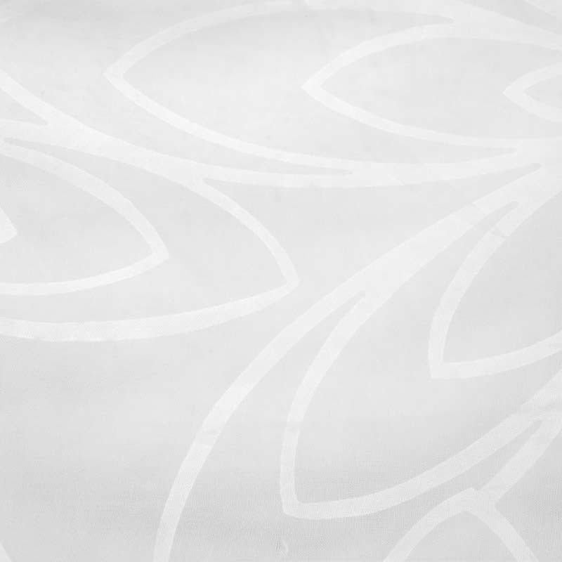 Soft gray fabric with subtle white curved line pattern.