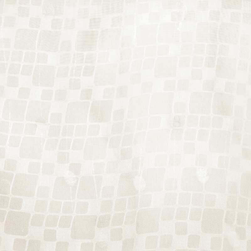Cream fabric with a pale beige square mosaic pattern; soft textile texture suitable for drapery.