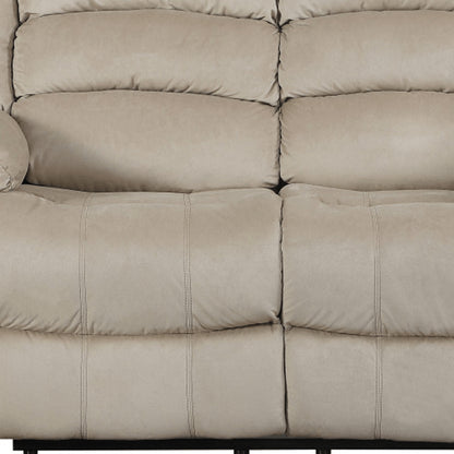 60" Beige Microfiber Manual Reclining Loveseat