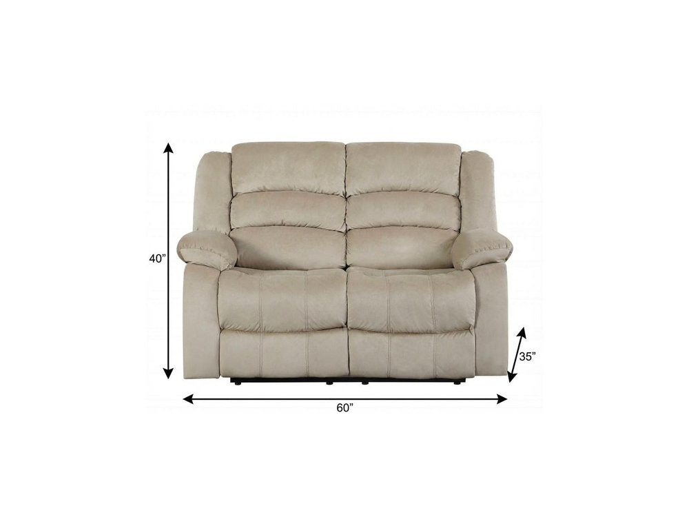 60" Beige Microfiber Manual Reclining Loveseat