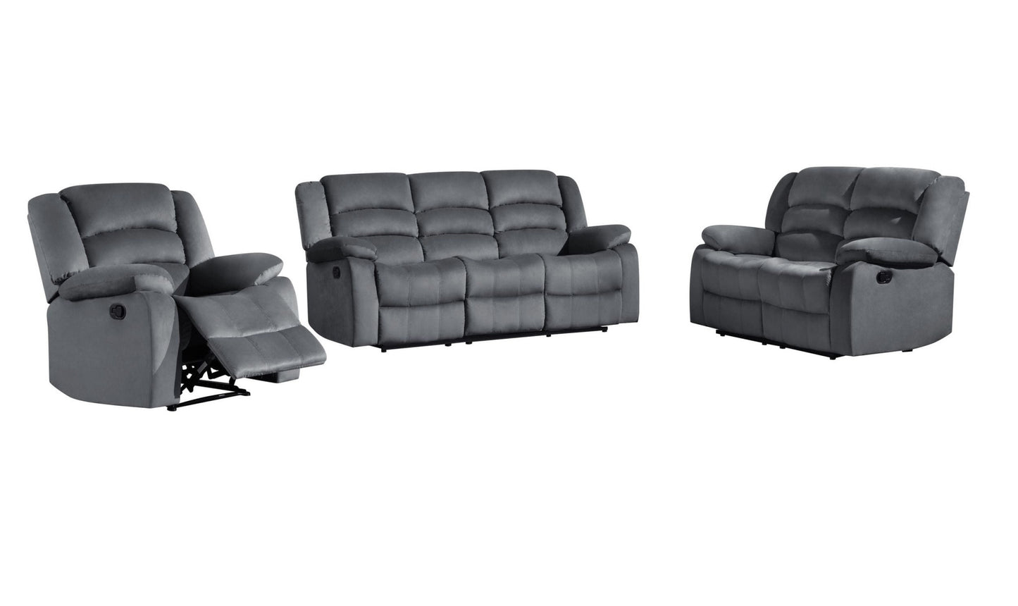 Two Piece Indoor Gray Microsuede Five Person Seating Set