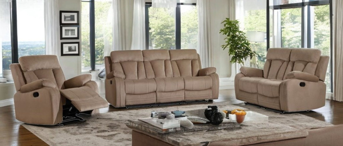 Three Piece Indoor Beige Microsuede Six Person Seating Set