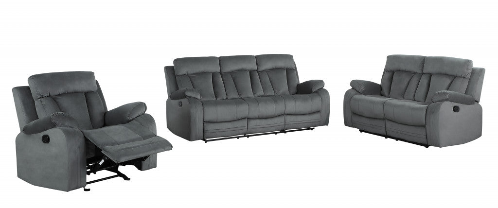 Two Piece Indoor Gray Microsuede Five Person Seating Set