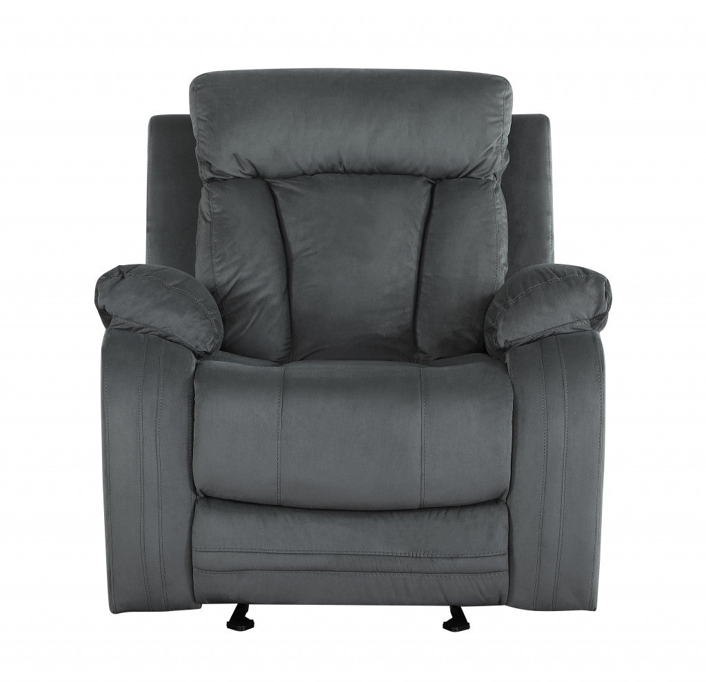 Two Piece Indoor Gray Microsuede Five Person Seating Set