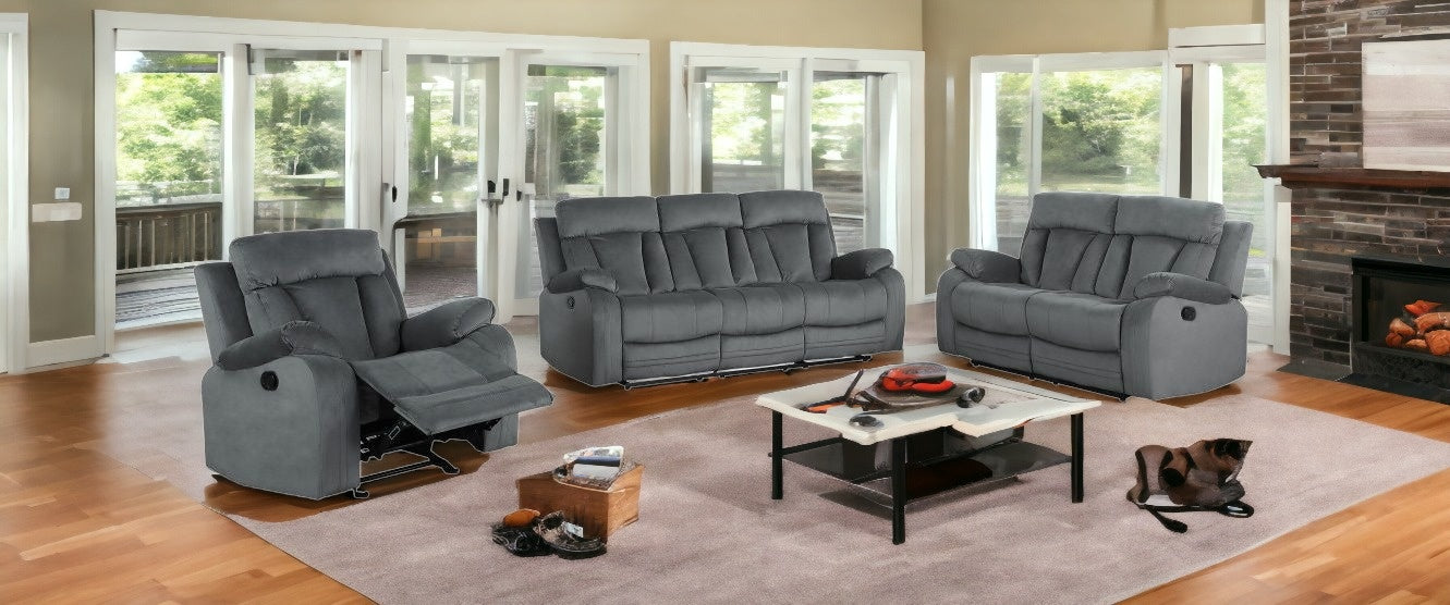 Two Piece Indoor Gray Microsuede Five Person Seating Set