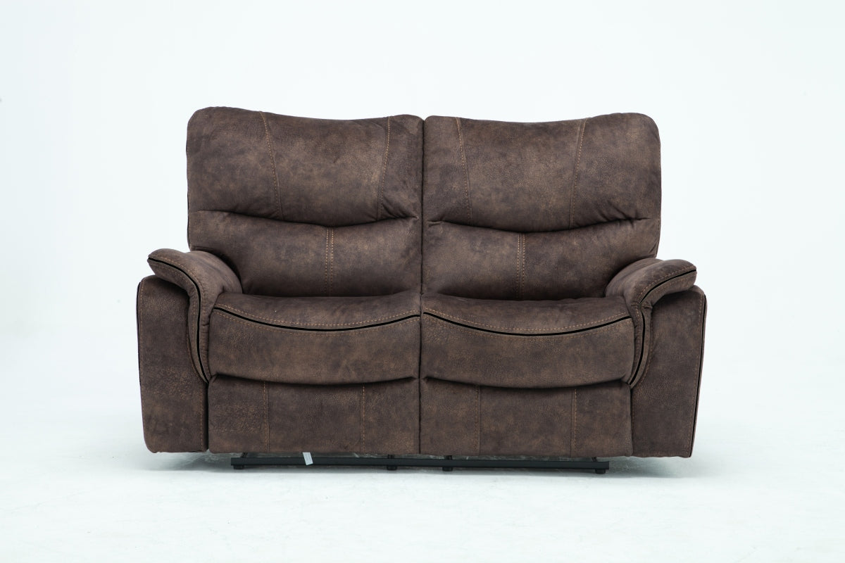 63" Dark Brown Microfiber Manual Reclining Love Seat