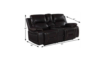 77" Brown Faux Leather Manual Reclining Love Seat With Storage
