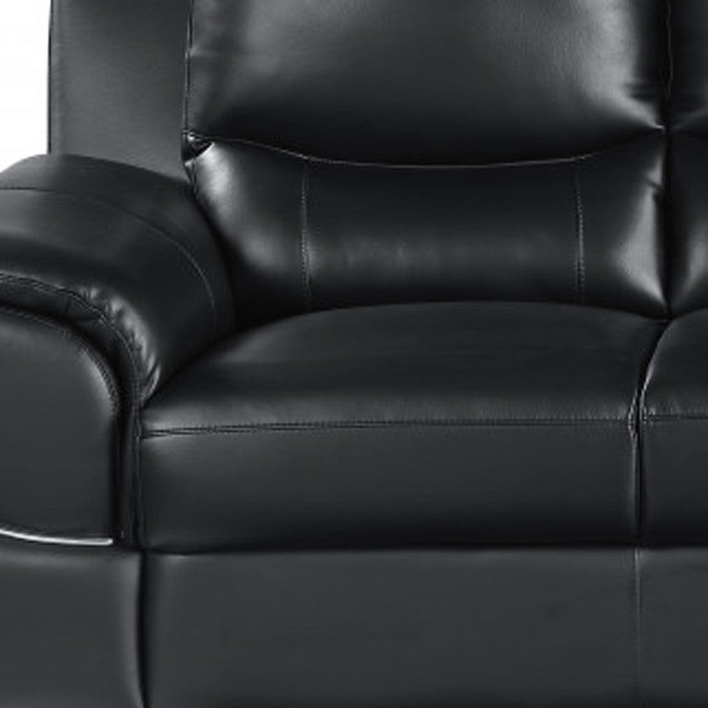 85" Black Genuine Leather Sofa