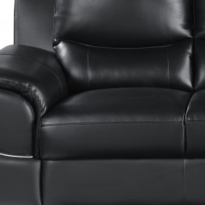 85" Black Genuine Leather Sofa