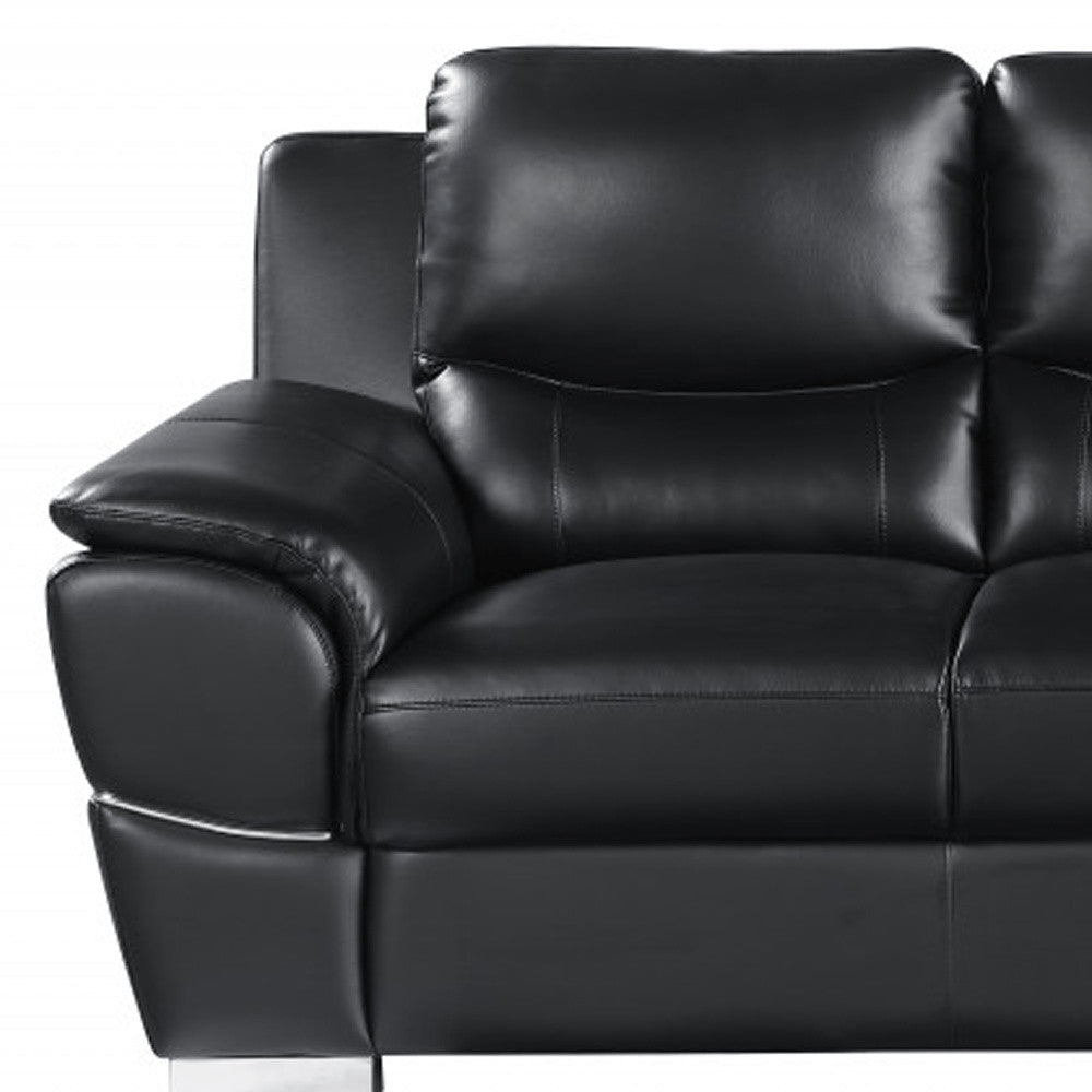 85" Black Genuine Leather Sofa