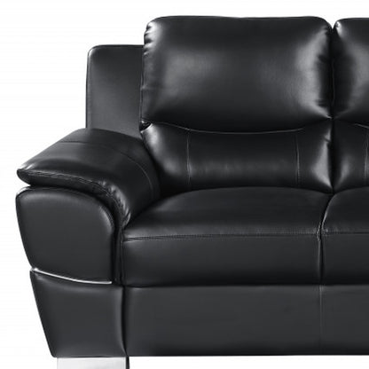 85" Black Genuine Leather Sofa