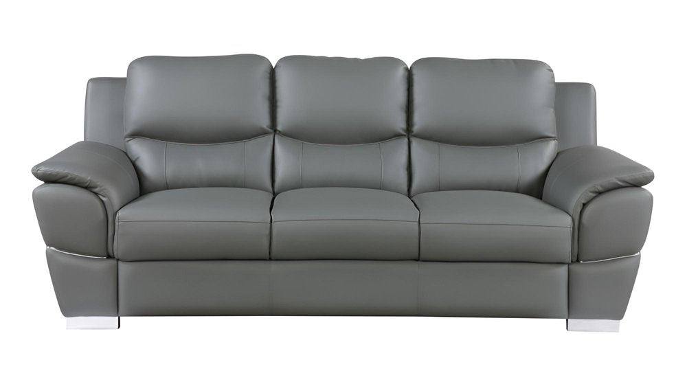 85" Gray Genuine Leather Sofa