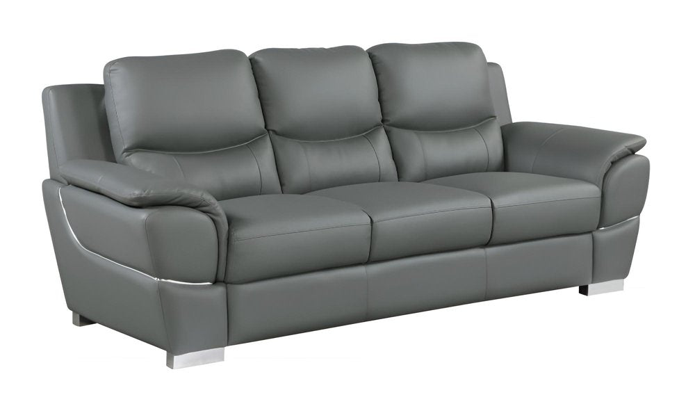 85" Gray Genuine Leather Sofa