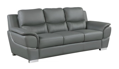 85" Gray Genuine Leather Sofa