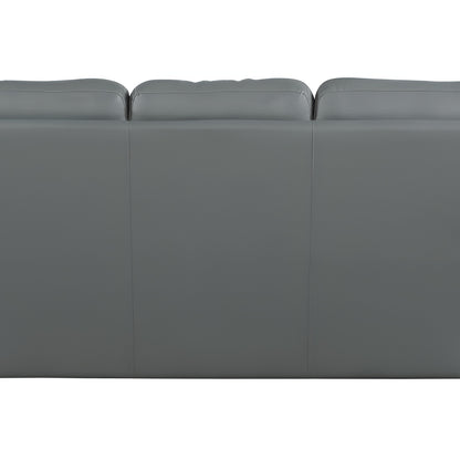 85" Gray Leather Sofa With Silver Legs