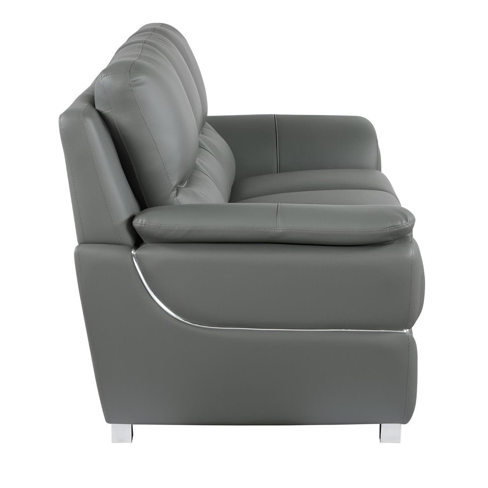85" Gray Genuine Leather Sofa
