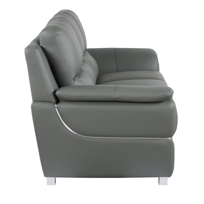 85" Gray Genuine Leather Sofa