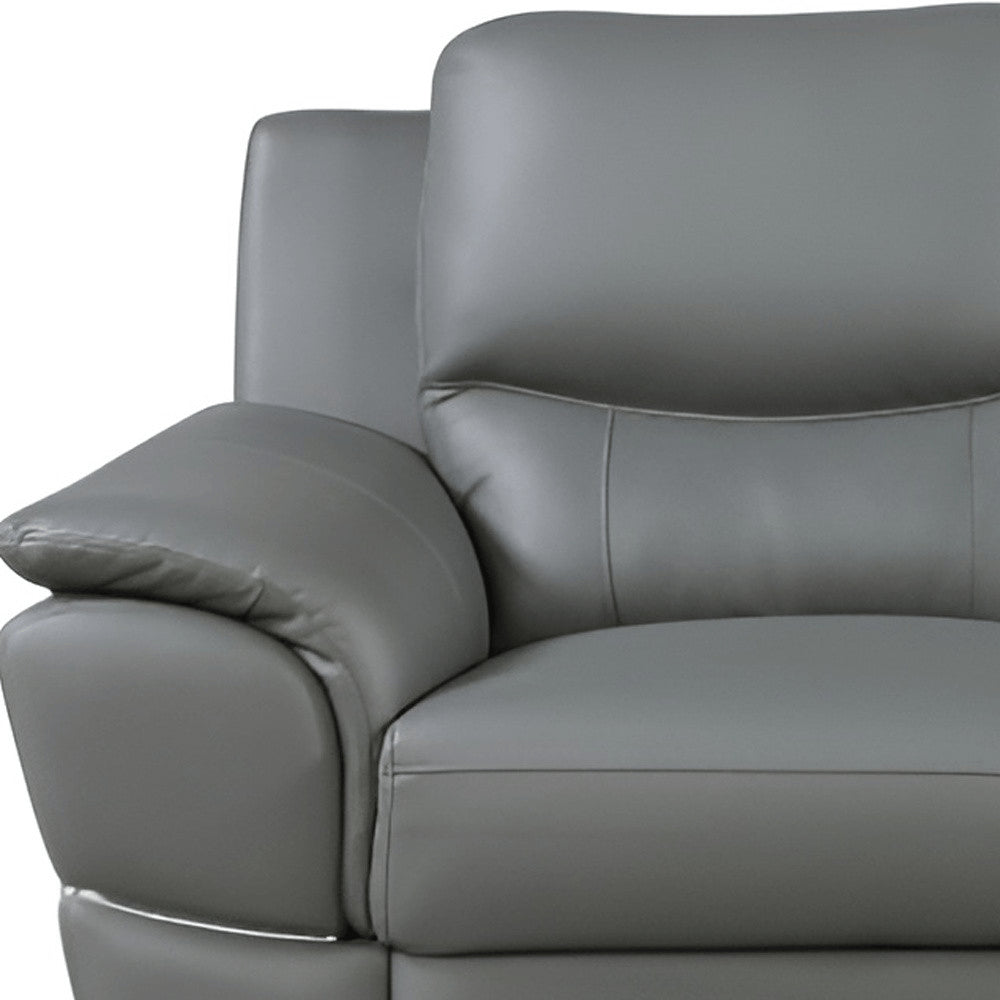 85" Gray Genuine Leather Sofa