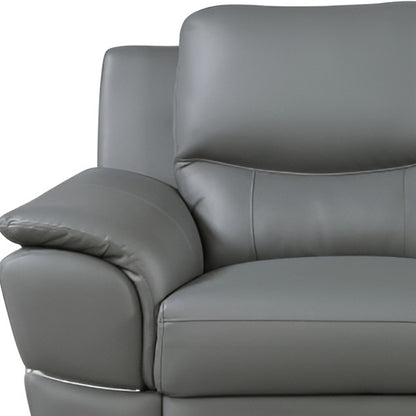 85" Gray Genuine Leather Sofa