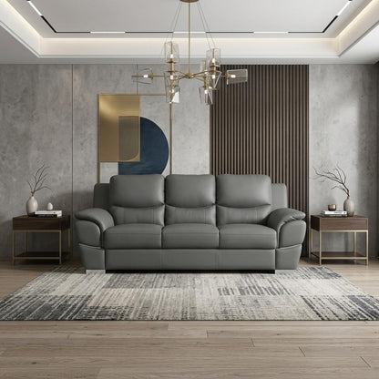 85" Gray Genuine Leather Sofa