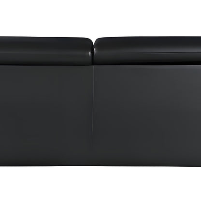 86" Black Leather Sofa With Silver Legs