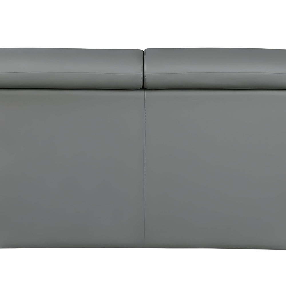 86" Gray Leather Sofa With Silver Legs