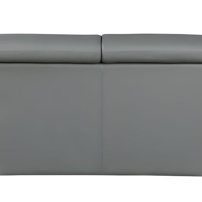 86" Gray Leather Sofa With Silver Legs