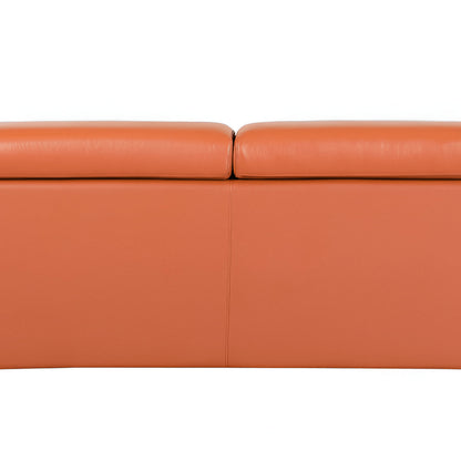 89" Camel Italian Leather Sofa With Silver Legs