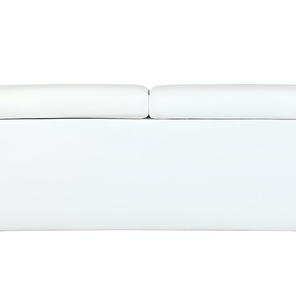 71" White Italian Leather Sofa With Silver Legs