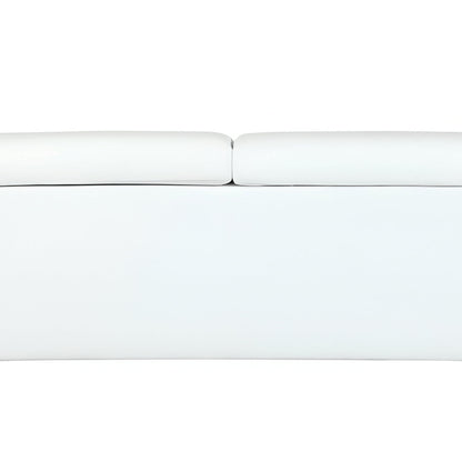 71" White Italian Leather Sofa With Silver Legs