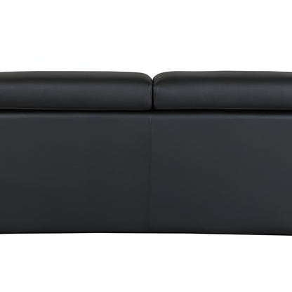 89" Black Italian Leather Sofa With Silver Legs