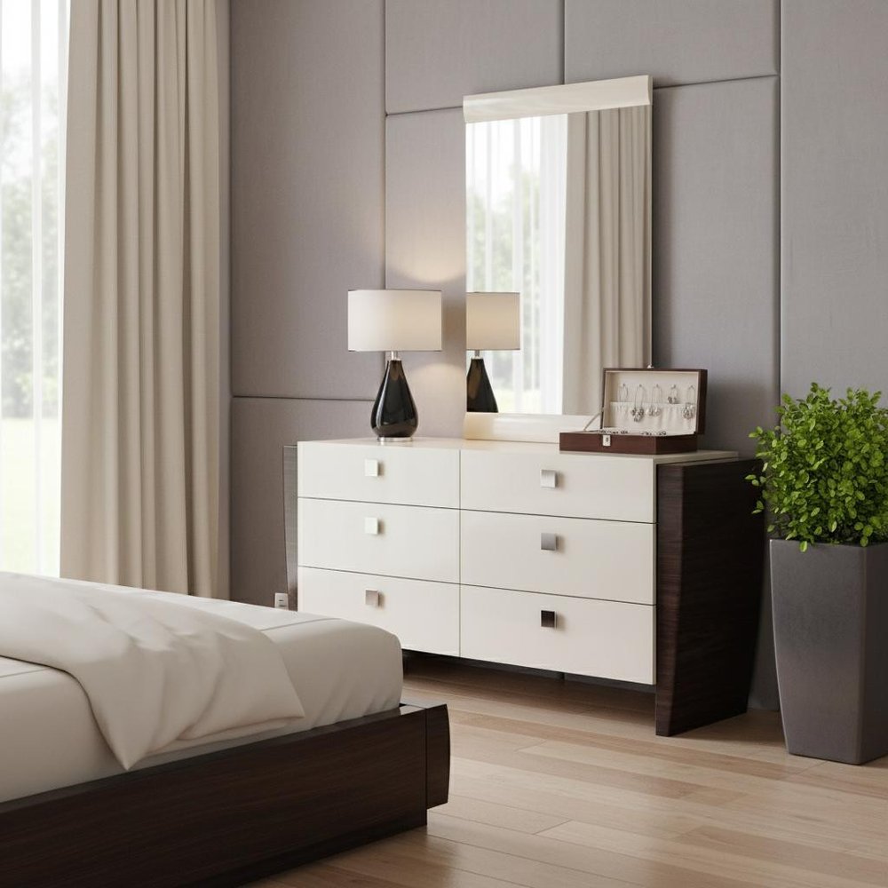 34" Refined Beige High Gloss Dresser