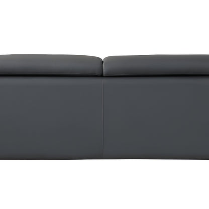 87" Dark Gray Italian Leather Sofa With Silver Legs