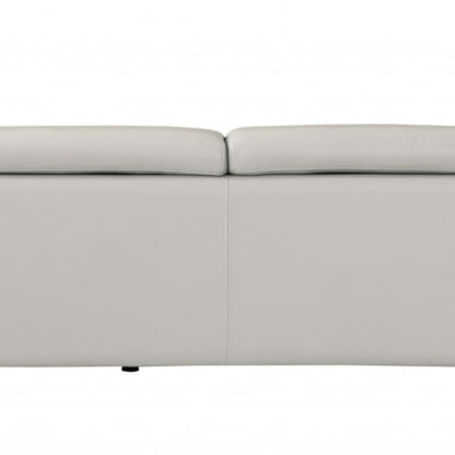 87" Light Gray Italian Leather Sofa With Silver Legs