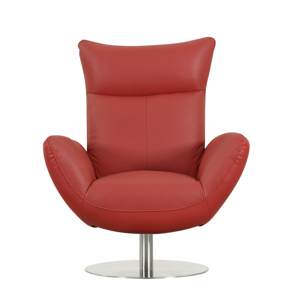 43" Orange Contemporary Leather Lounge Chair