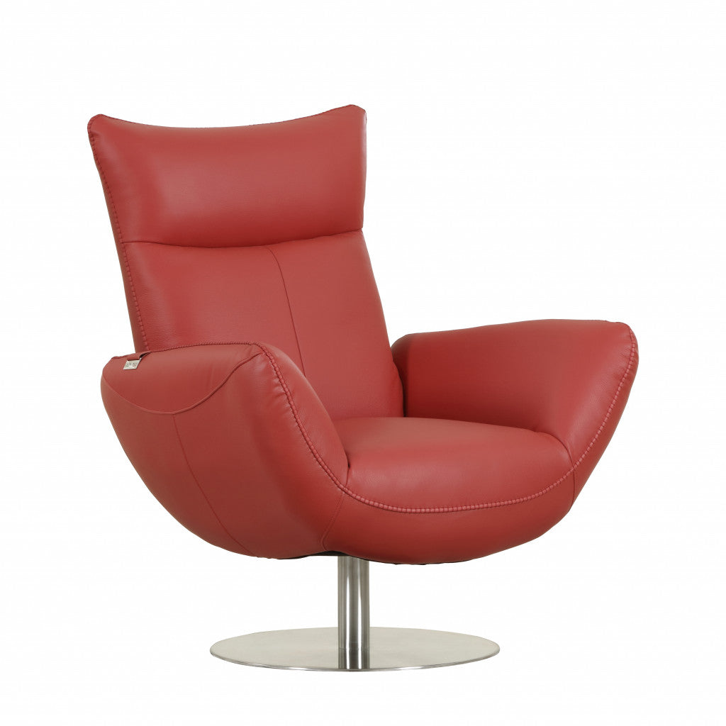 43" Orange Contemporary Leather Lounge Chair