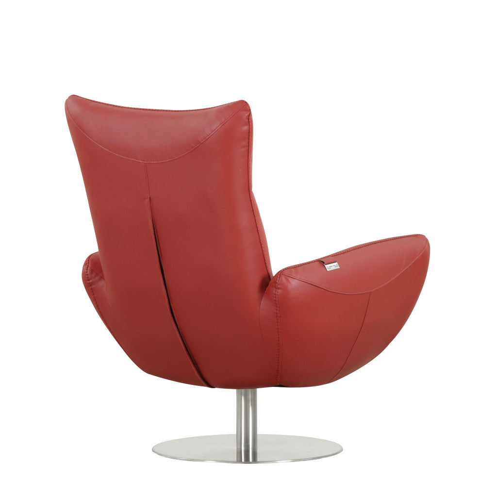 43" Orange Contemporary Leather Lounge Chair