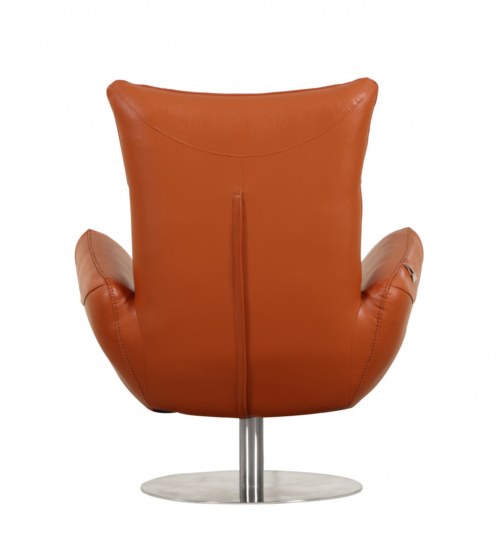 43" Orange Contemporary Leather Lounge Chair