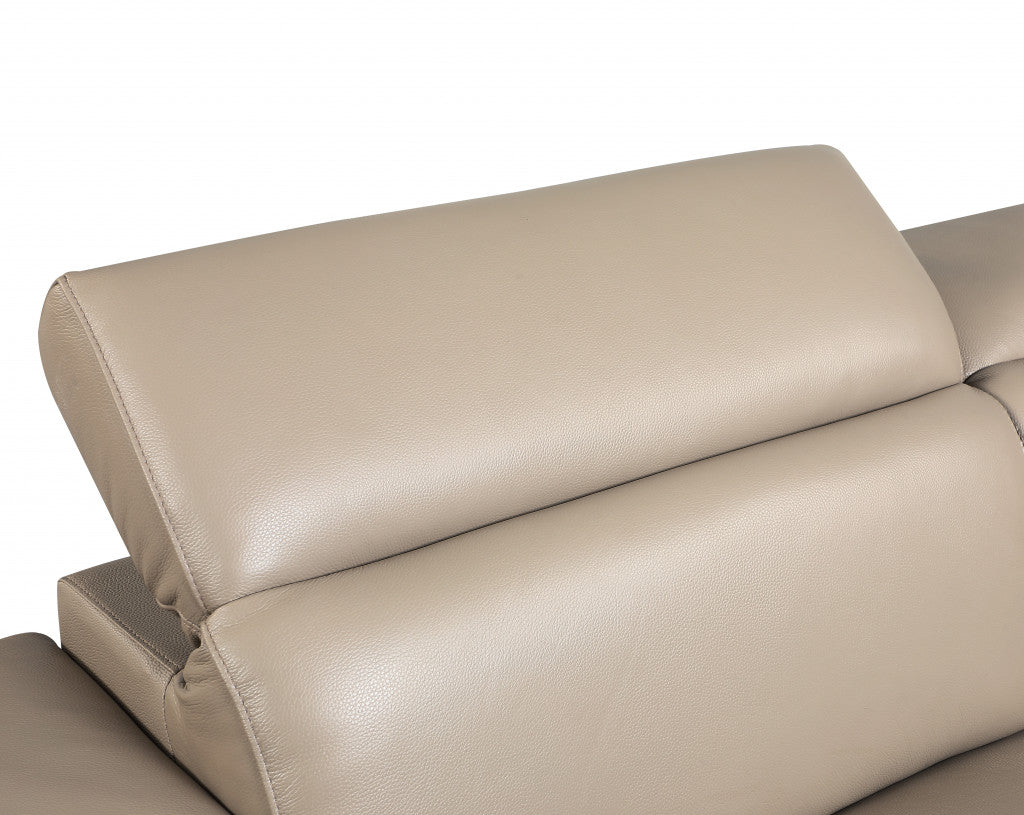 89" Beige And Silver Italian Leather Sofa