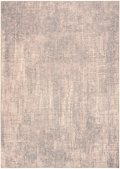 Rectangular beige-gray distressed abstract area rug with a subtle linear texture and muted tones, 8' x 10'.
