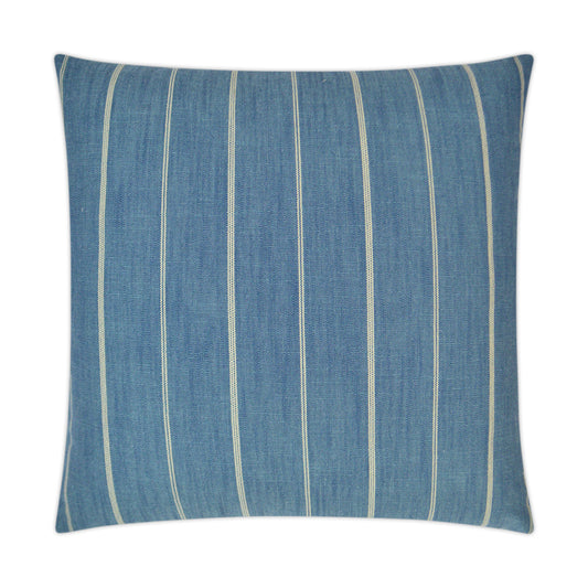 D.V. KAP HOME   24" x 24" Fritz Pillow - Indigo Farmhouse, Stripes    - 3300-I-2424