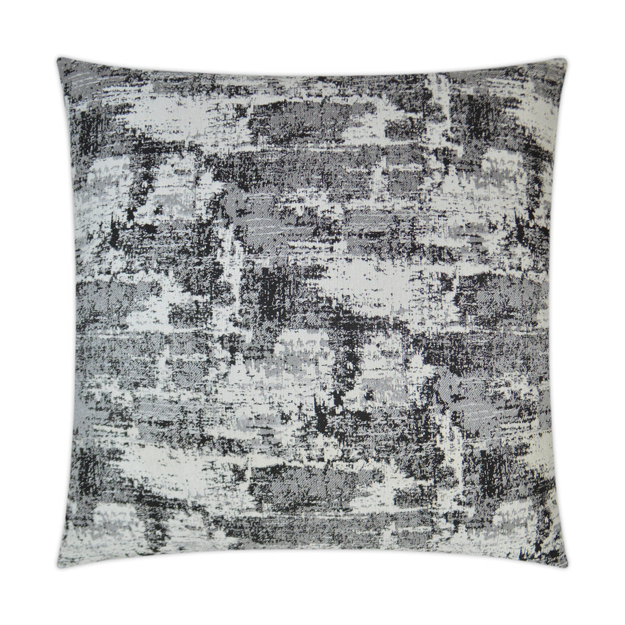 Square 24" x 24" charcoal textural pillow with an abstract grayscale mottled pattern.