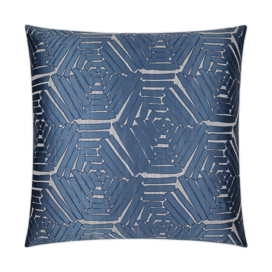 D.V. KAP HOME   24" x 24" Percy Pillow - Blue Transitional, Geometric    - 3305-B-2424