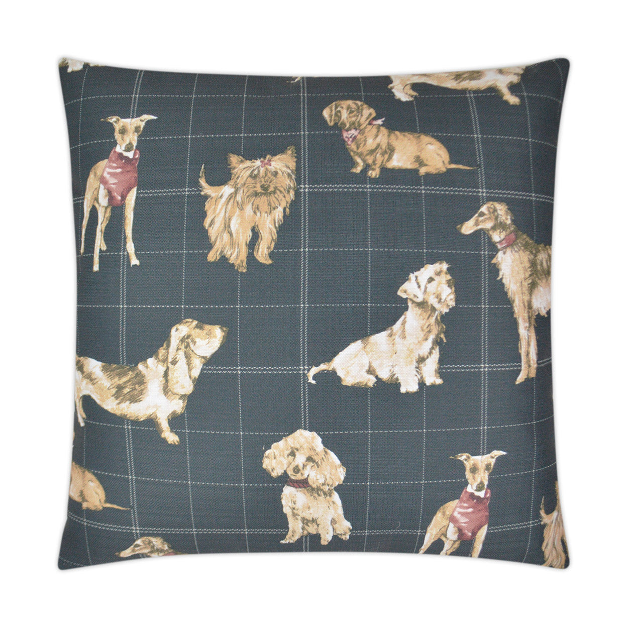 D.V. KAP HOME   24" x 24" Dog Daze Pillow - Midnight Novelty    - 3314-M-2424