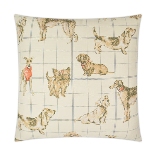 D.V. KAP HOME   24" x 24" Dog Daze Pillow - Stone Novelty    - 3314-S-2424
