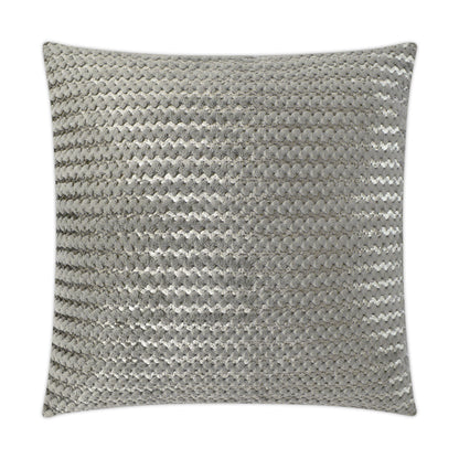 Grey faux fur square pillow.