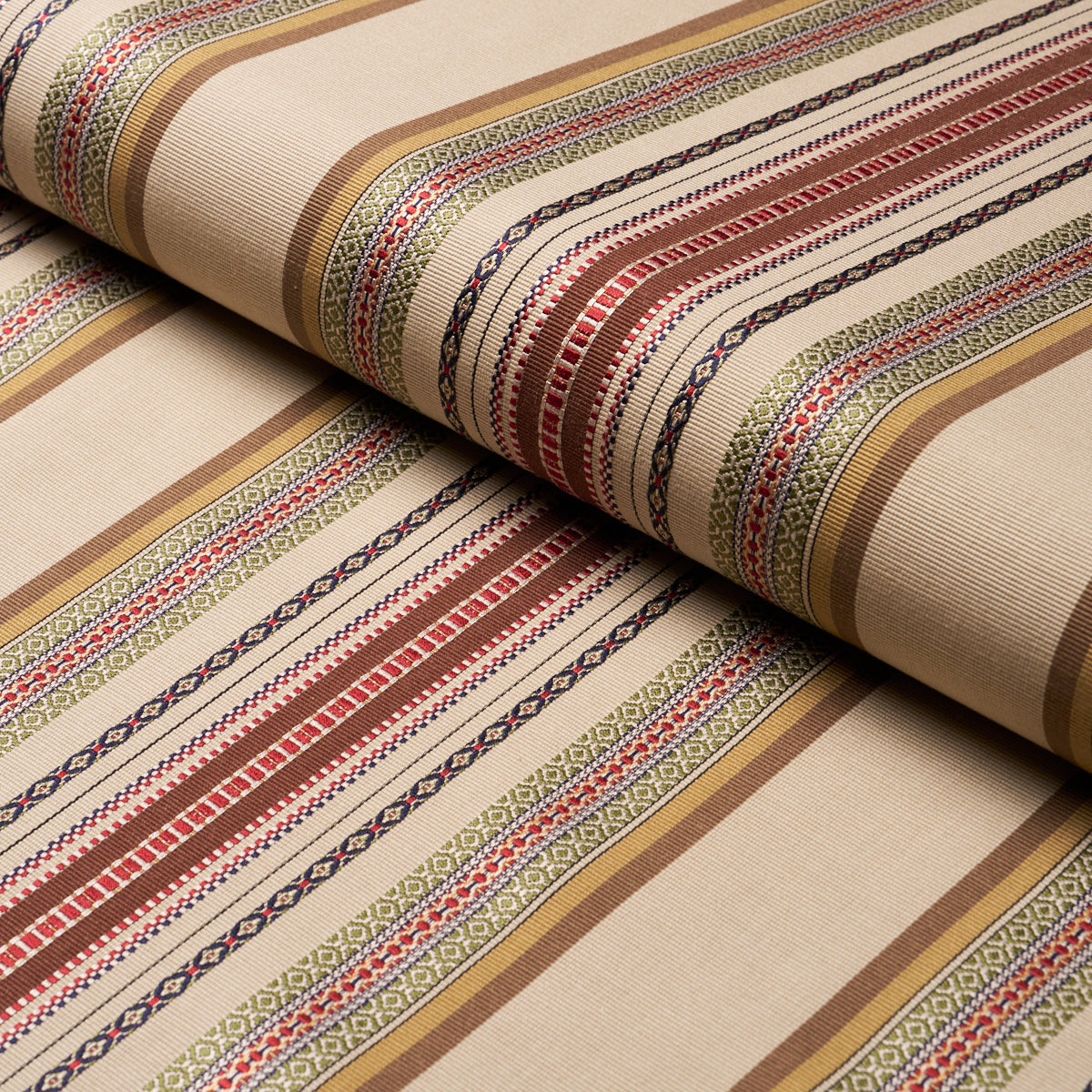 SCHUMACHER  CHROMA WELLINGTON STRIPE WOVEN WOVEN MULTI ON PECAN   - 3322011