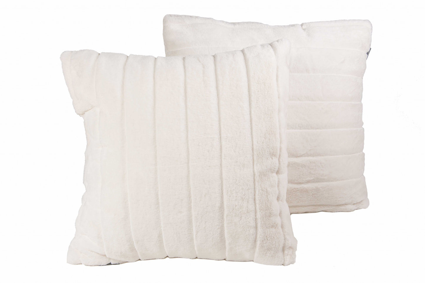 18" X 18" X 5" Off White Faux Fur  Pillow 2 Pack