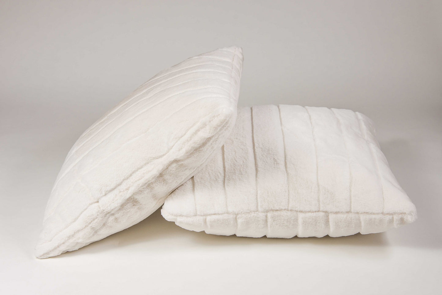 18" X 18" X 5" Off White Faux Fur  Pillow 2 Pack