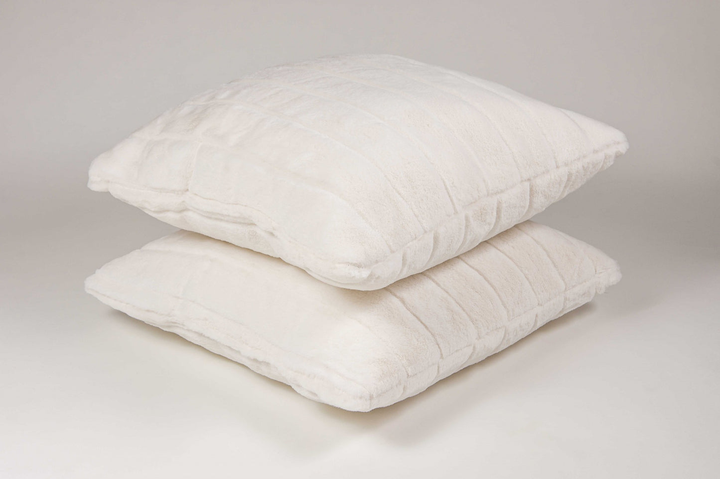 18" X 18" X 5" Off White Faux Fur  Pillow 2 Pack